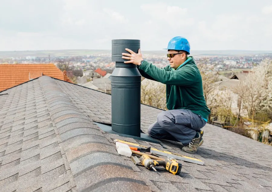 Roof ventilation installation on residential roof